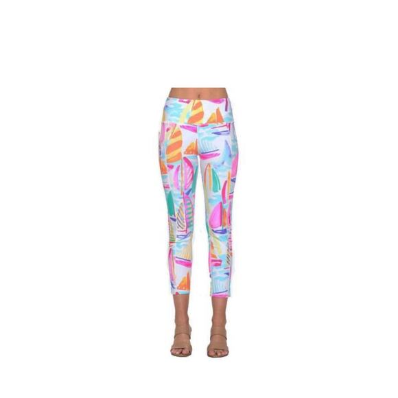 NEW ARYEH diana cropped legging pants in sail away size small workout wear - Picture 1 of 7